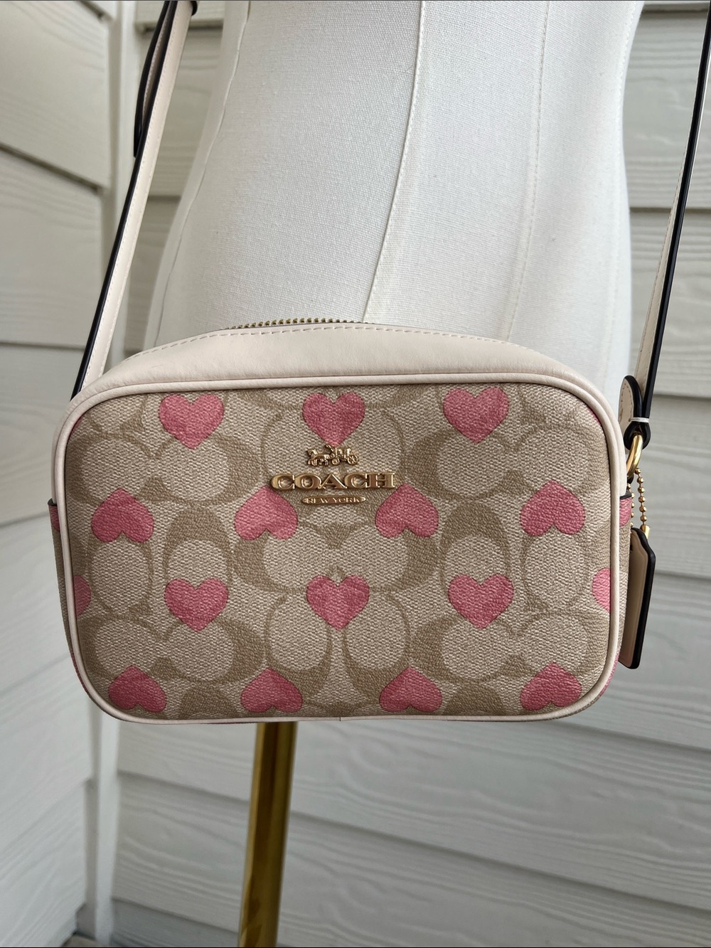 💕 Coach Mini Jamie Camera Bag Heart Print Signature Crossbody